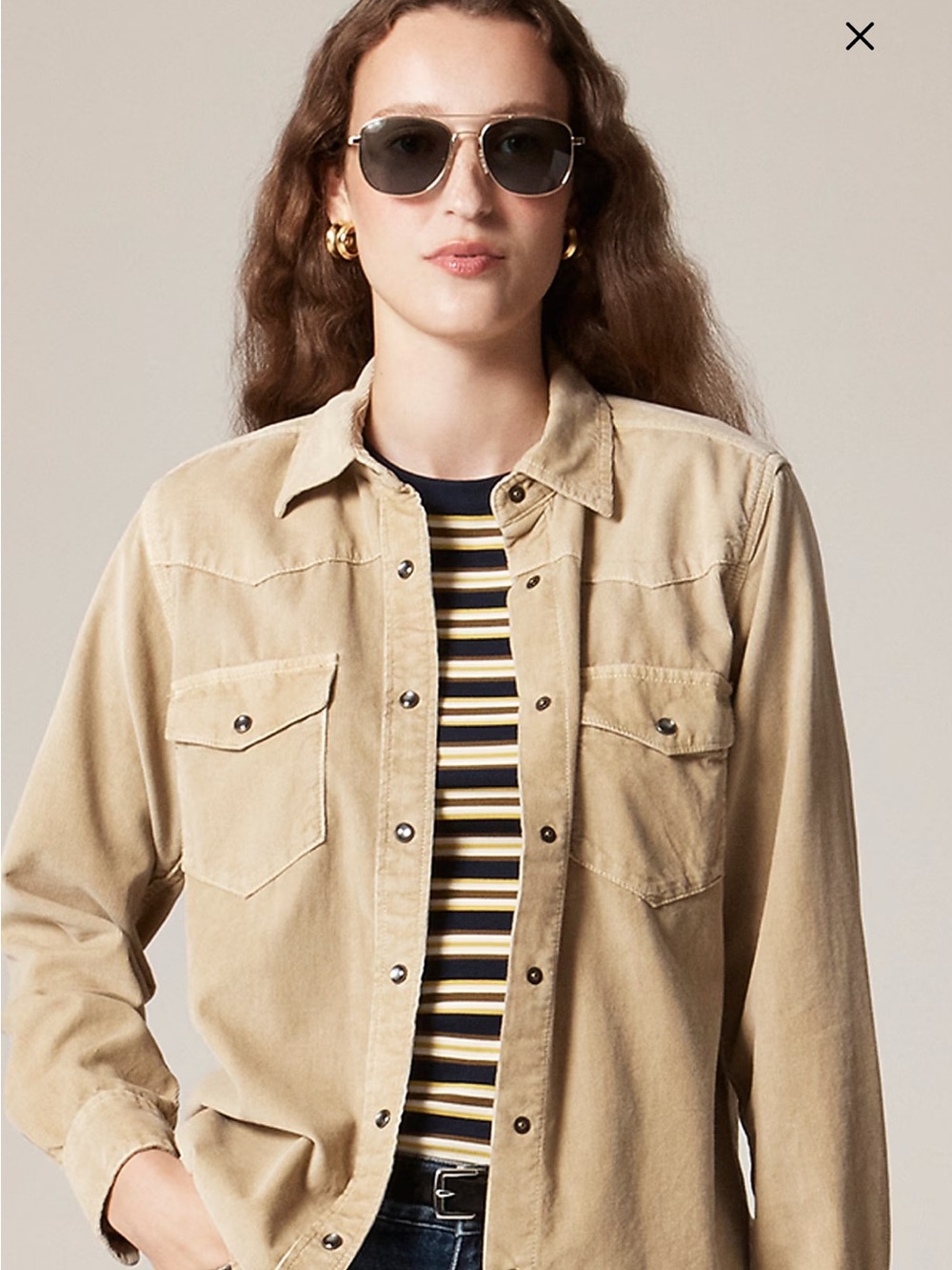 J.Crew Jules Western Shirt in Tan Corduroy, size 4